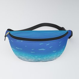 School of Fish Swimming over Sand Bottom in the Tropical Sea Fanny Pack