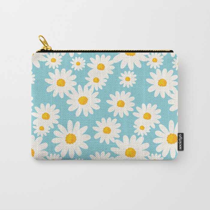 White Daisies Heaven Blue Carry-All Pouch