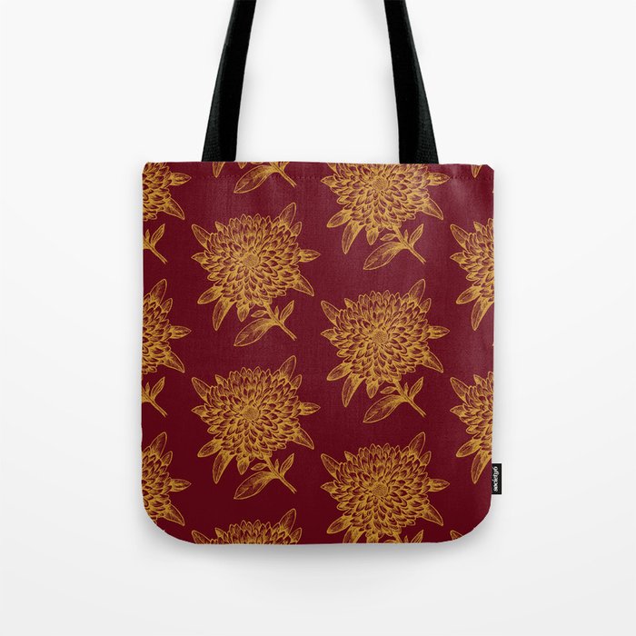 Elegant Flowers Floral Nature Red Yellow Gold Tote Bag