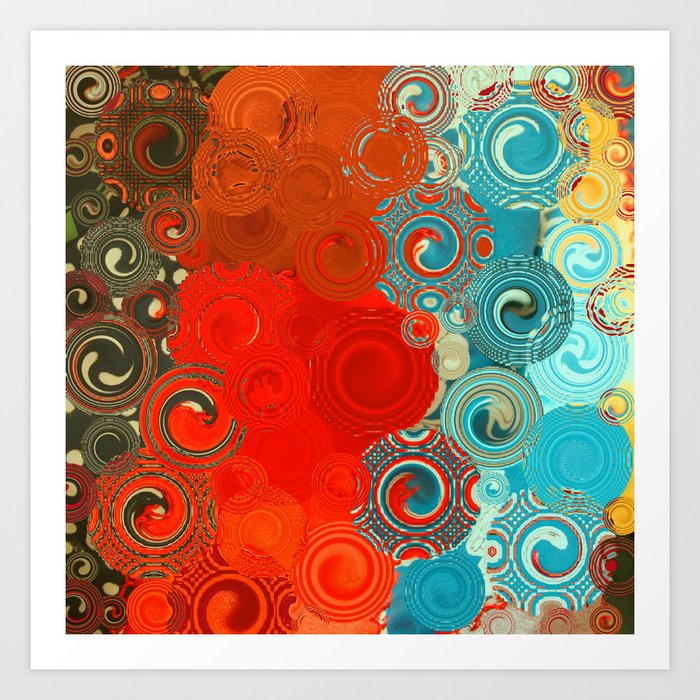 Turquoise and Red Swirls Kunstdrucke Turquoise and Red Swirls Kunstdrucke