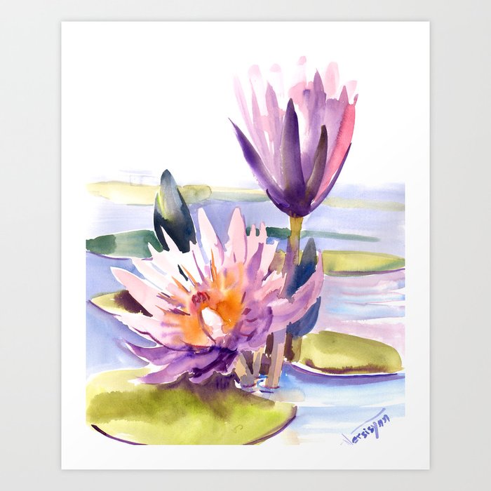 10 Lotus Flower Procreate Brush Stamps. Water Lily Blossom