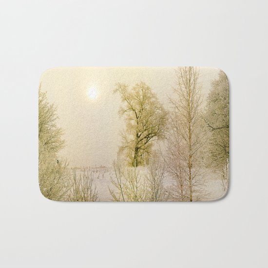 Golden Winter Forest Bath Mat