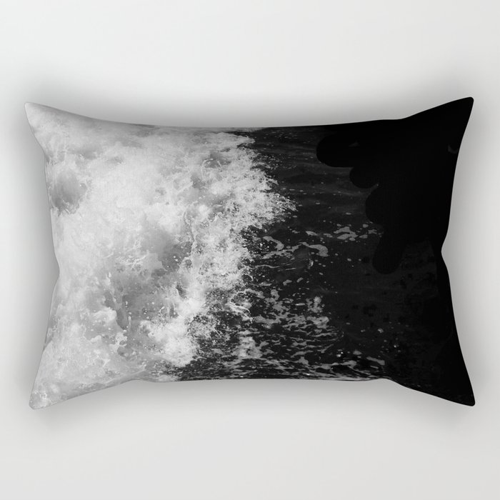 Black and White Waves Rectangular Pillow