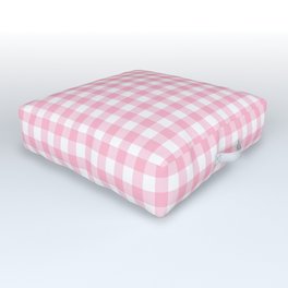 Baby Pink Gingham Pattern Outdoor Floor Cushion