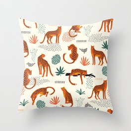 Seamless pattern with leopards Throw Pillow