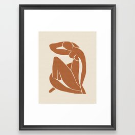 Matisse Nude Woman in Terracotta | Line Art | Abstract Art | Minimal Drawing Framed Art Print