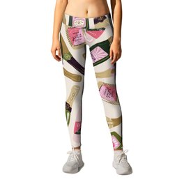 French Champagne Collection – Pink & Green Leggings | Paris, Painting, Empowerment, Lady, Party, Birthday, Rose, Girlpower, Cheers, Champagne 