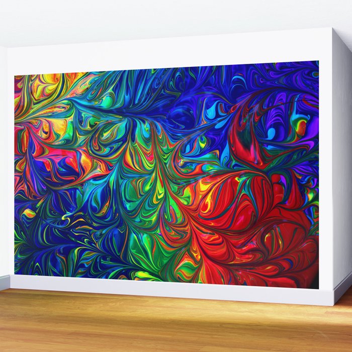 Rainbow Psychedelic (Color) Wall Mural by nocolordesigns ...