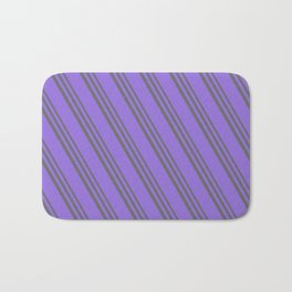 [ Thumbnail: Dim Gray & Purple Colored Stripes/Lines Pattern Bath Mat ]