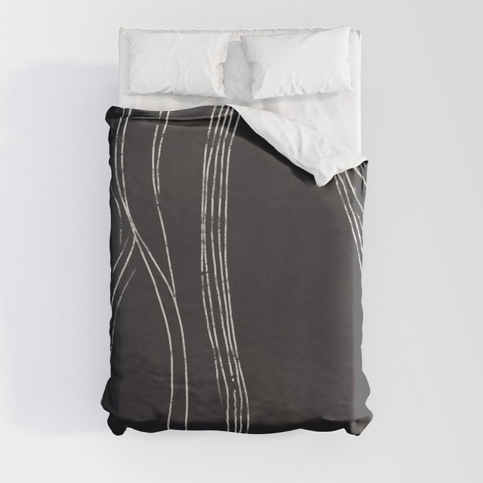 Abstract Linework Study in Black and White Duvet Cover