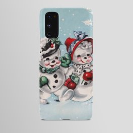 Vintage Christmas Snowman, Retro Christmas Android Case