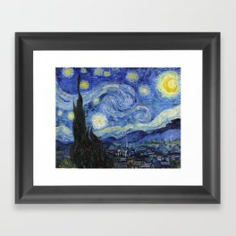 Starry Night by Vincent Van Gogh Gerahmter Kunstdruck | Vangogh, Walldecor, Post Impressionism, Landscape, Painting, Moon, Blue, Vintage, Starrynight, Post Impressionist 