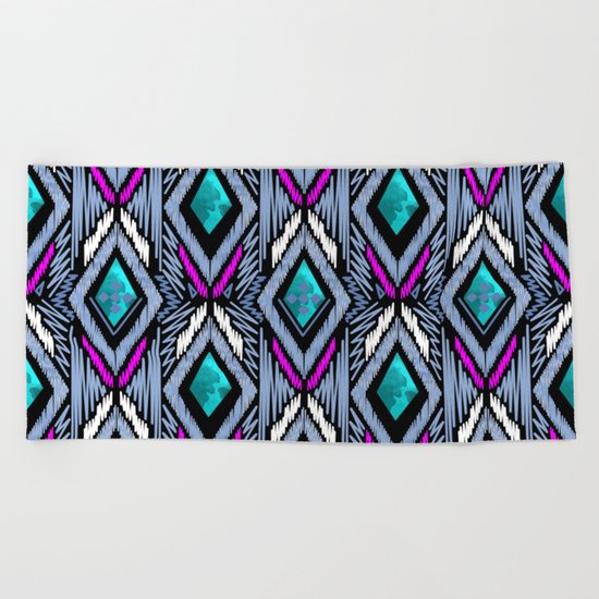 Colorful ethnic ornament . Beach Towel