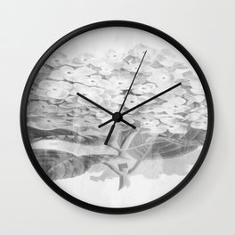 Distressed Hydrangea {grey ~ white} Wall Clock