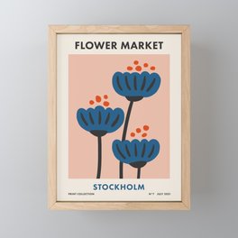 Flower Market Stockholm, Blue Playful Fowers Framed Mini Art Print