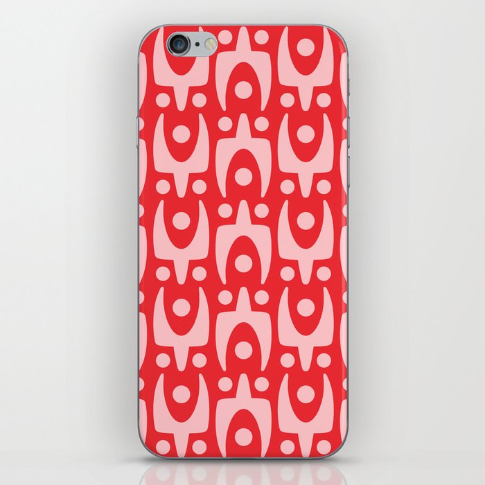 Mid Century Modern Abstract Pattern 747 Red and Pink iPhone Skin