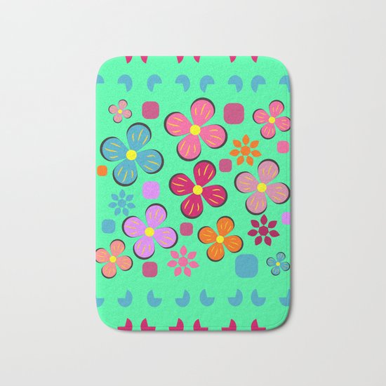 Funny flowers Bath Mat