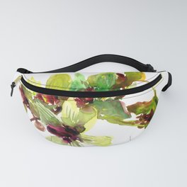 Green Abstract Orchid Flowers Fanny Pack
