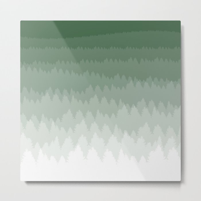 Green Ombré Forest Metal Print