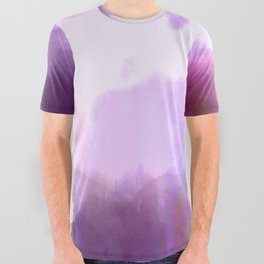 Pink Violet Lavender Abstract Watercolor Ombre Brushstrokes All Over Graphic Tee