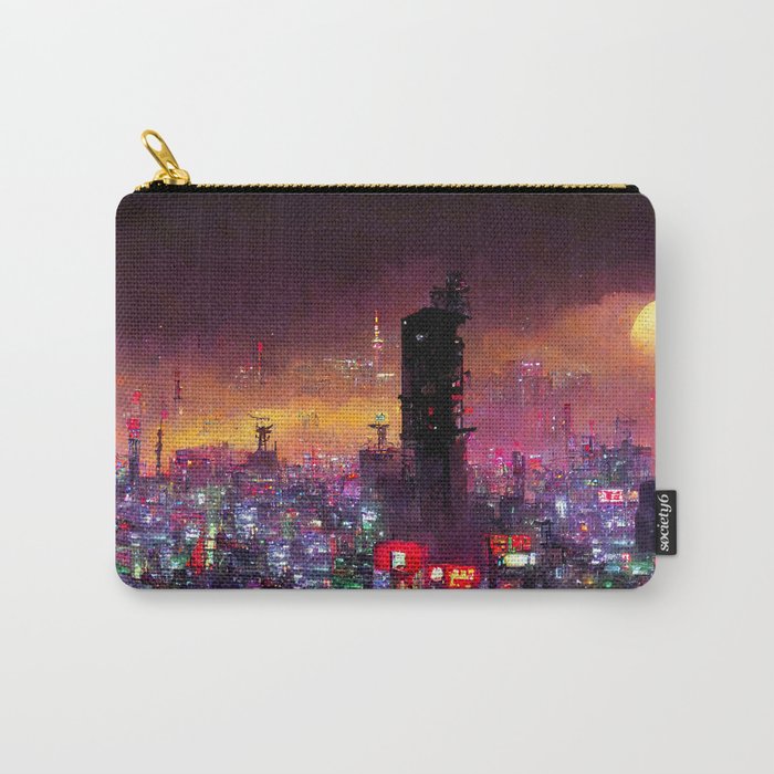 Tokyo Cyberpunk Cityscape at Night Carry-All Pouch