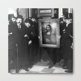 1914 Return of the Mona Lisa masterpiece to the Louvre Paris black and white photograph - photography - photographs wall decor Metal Print