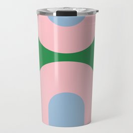 Bold Minimal Double Arch Pattern in Green, Pink, and Pastel Blue Travel Mug
