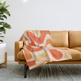 Tangerine Liquid Swirl Retro Abstract Pattern Throw Blanket