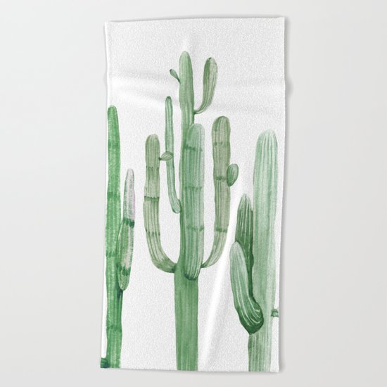 Three Amigos White + Green by Nature Magick Beach Towel