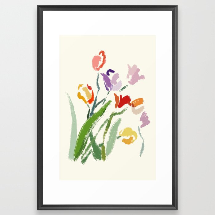 Tulip brush painting Framed Art Print