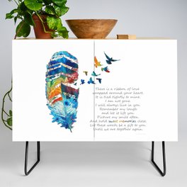 Colorful Feather Art With Birds For Sympathy - Sweet Memories Credenza