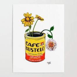 Coffee and Flowers for Breakfast Poster