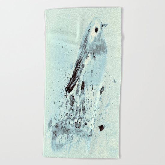 Robin in blue Beach Towel