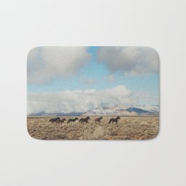 Running Reservation Horses Bath Mat | Digital, Animal, Curated, Color, Reservation, Outdoors, Landscape, Nature, Highdesert, Photo 