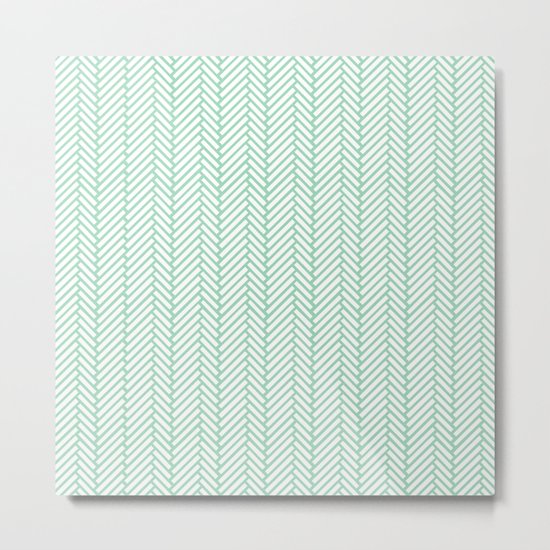 Herringbone Mint Metal Print