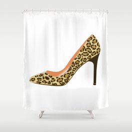 Leopard Print High Heel Shoe Shower Curtain