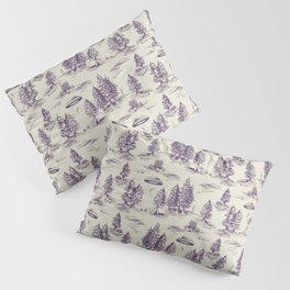 Purple Alien Abduction Toile De Jouy Pattern Pillow Sham