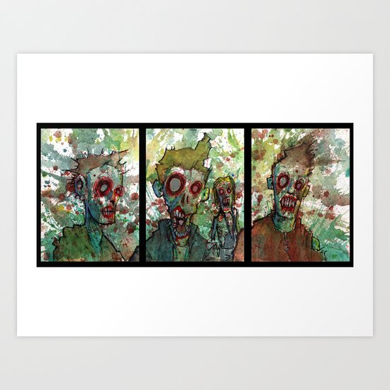 zombie triptych Art Print