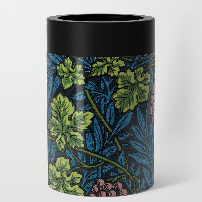 William Morris Midnight blue grapes and grape vines vineyard textile pattern 19th century floral print Can Cooler