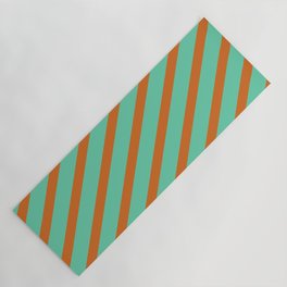 [ Thumbnail: Aquamarine & Chocolate Colored Stripes/Lines Pattern Yoga Mat ]