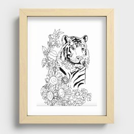 Sunflower Tiger: floral tiger print Recessed Framed Print