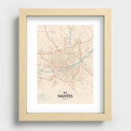 Nantes, France - Vintage City Map Recessed Framed Print