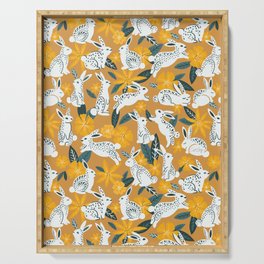 Bunnies & Blooms - Ochre & Teal Palette Serving Tray