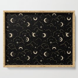 moon stars in the sky Serving Tray