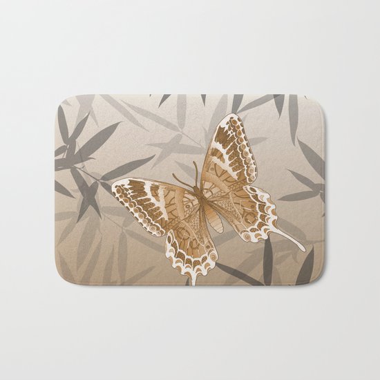 Beautiful Copper Butterfly Design Bath Mat