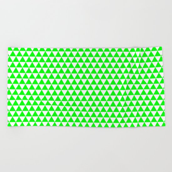 Triangles (Green/White) Beach Towel