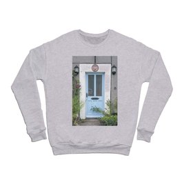 The light blue door Meri Cottage art print - English countryside travel photography Crewneck Sweatshirt
