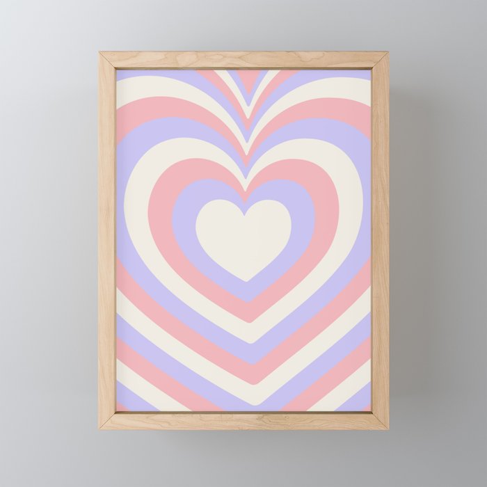 Pink & Purple Latte Hearts Framed Mini Art Print