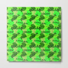  Logan pattern in green colors and watercolor texture Metal Print