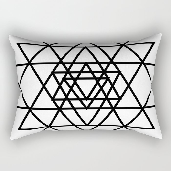 Shri Yantra Black & White Rectangular Pillow